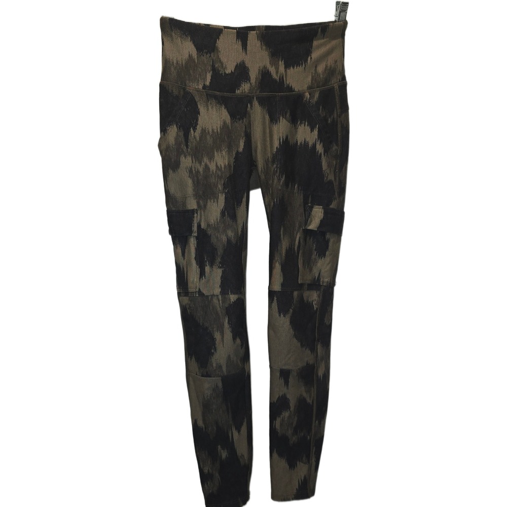 Alpine Design Womens Cargo Leggings Green Brown Abstract camo Print Size Small